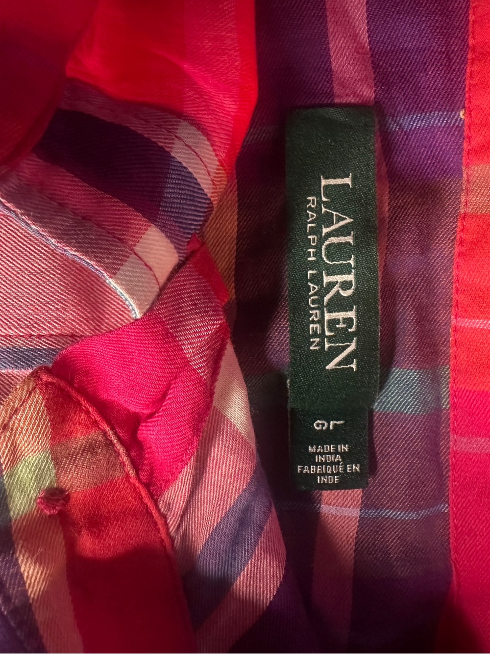 Lauren Ralph Lauren Pink and Purple Plaid Button-Down Shirt - Picture 3 of 6